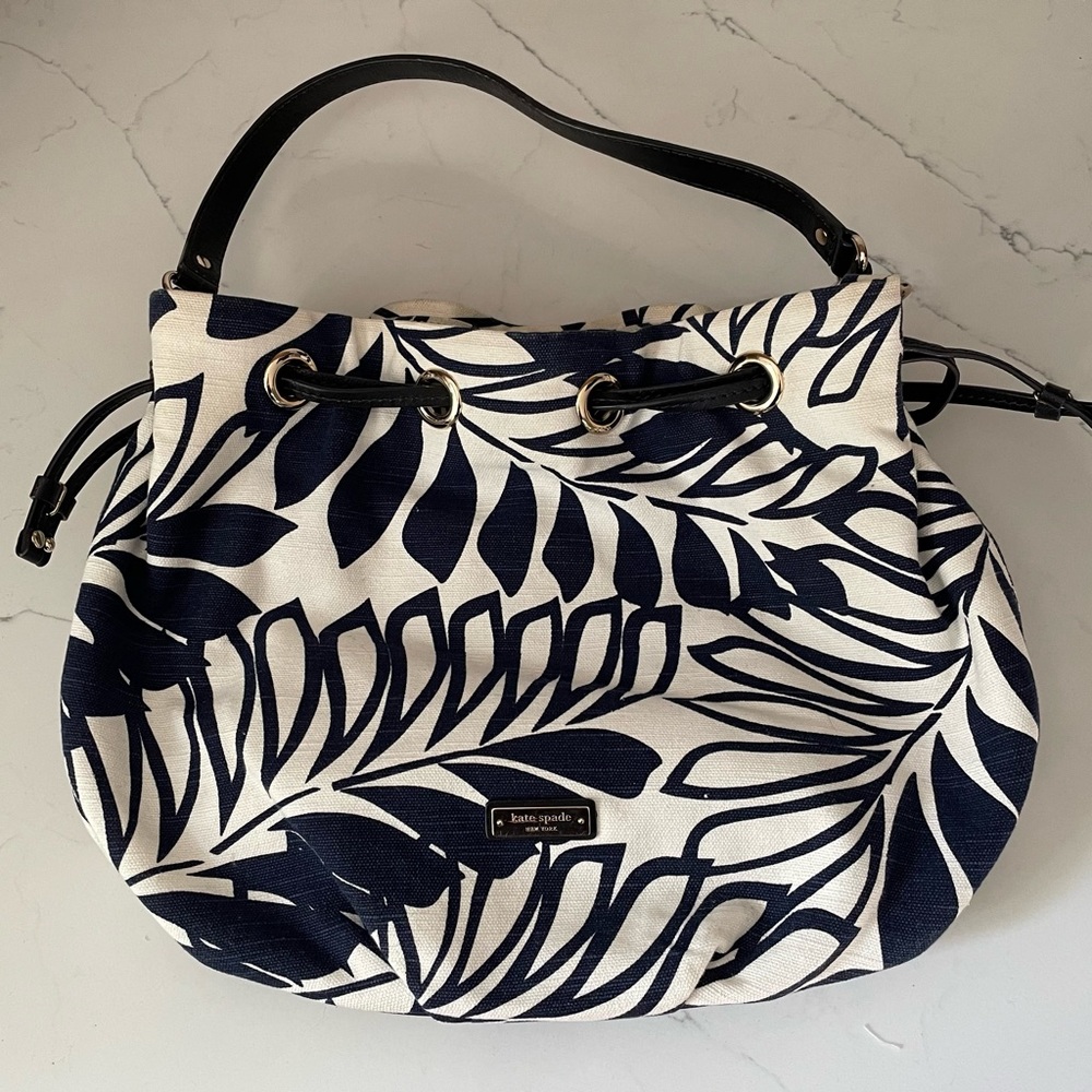 Authentic Kate Spade Canvas and Leather Palm Print Handbag